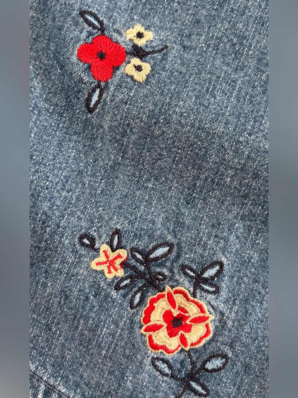 Vtg Christopher & Banks Floral Embroidered Blue Denim Maxi Jean Skirt Womens 14 - Picture 10 of 10